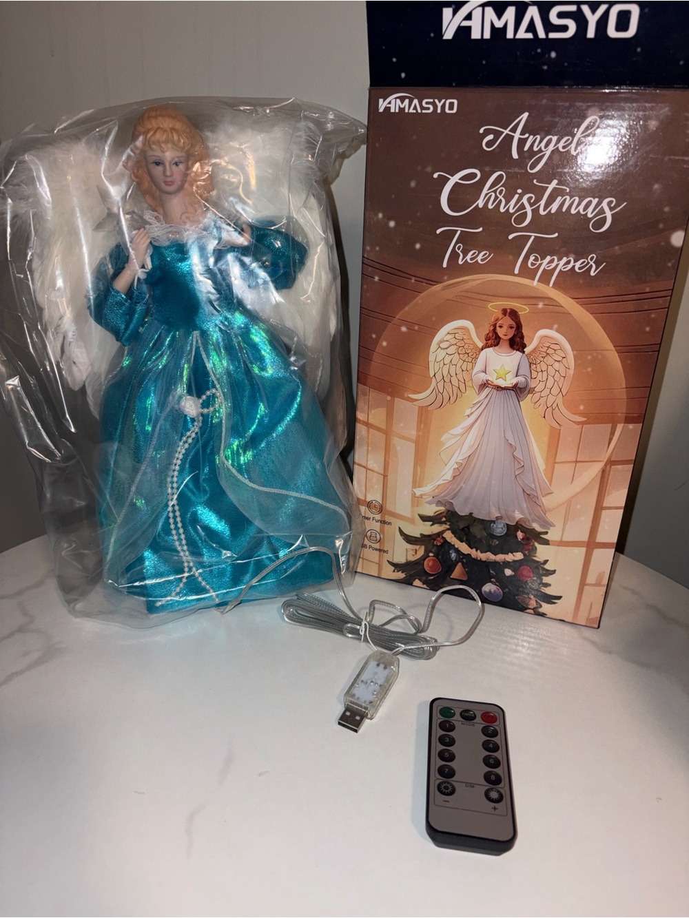 Angel Christmas Tree Topper - Blue